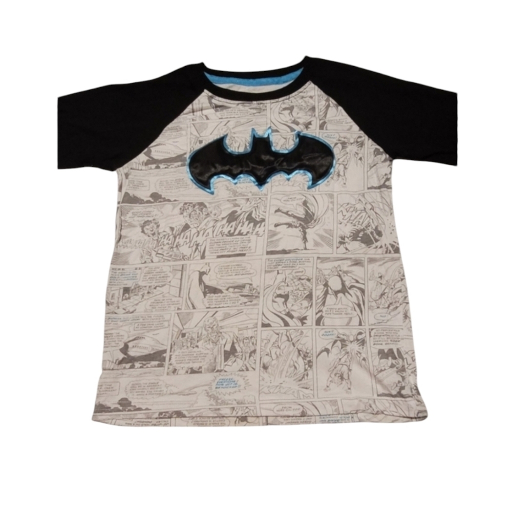 Batman Comic Book Classic Black Gray Blue Long Sleeve Puffy Tee Size Small Boys